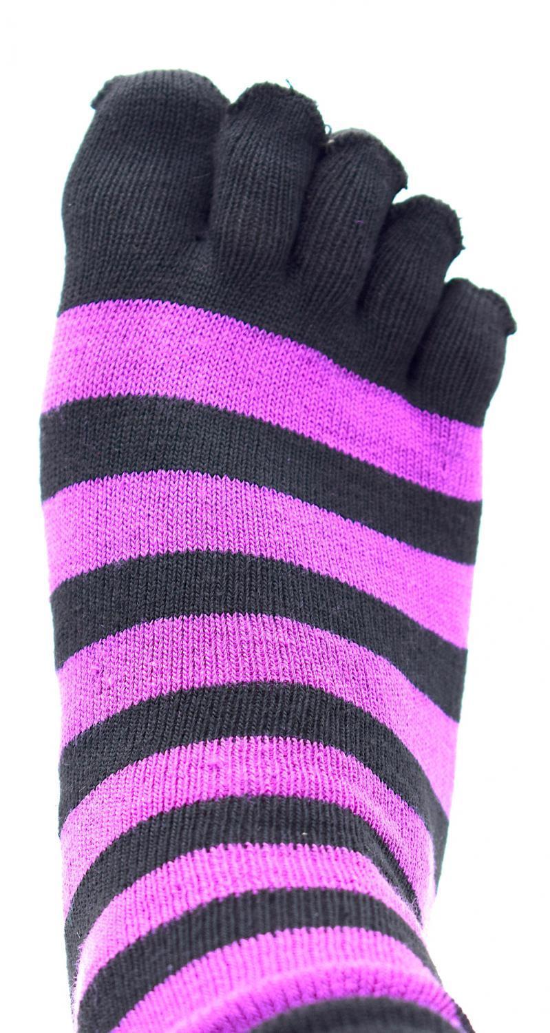 3 par tåstrumpor randiga Lila/svart