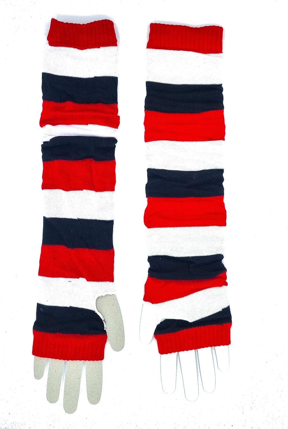 Armvärmare - Handledsvärmare - Randiga röda, vita och svarta – produktbild – Hiprock