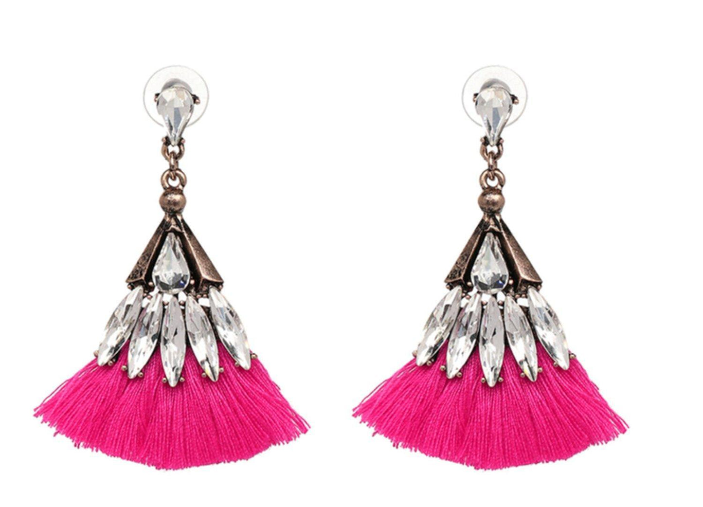 Bohemian örhängen med tofs och kristaller - olika färger – produktbild – Hiprock