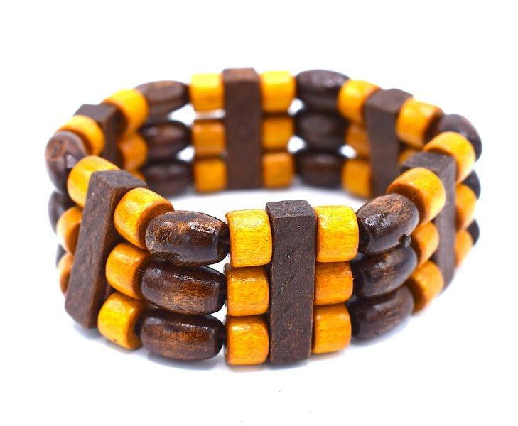 Brown Pearl Bracelet Triple - Elastic