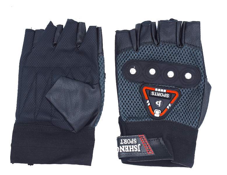 Fingerlösa läderhandskar med nitar – produktbild – Hiprock