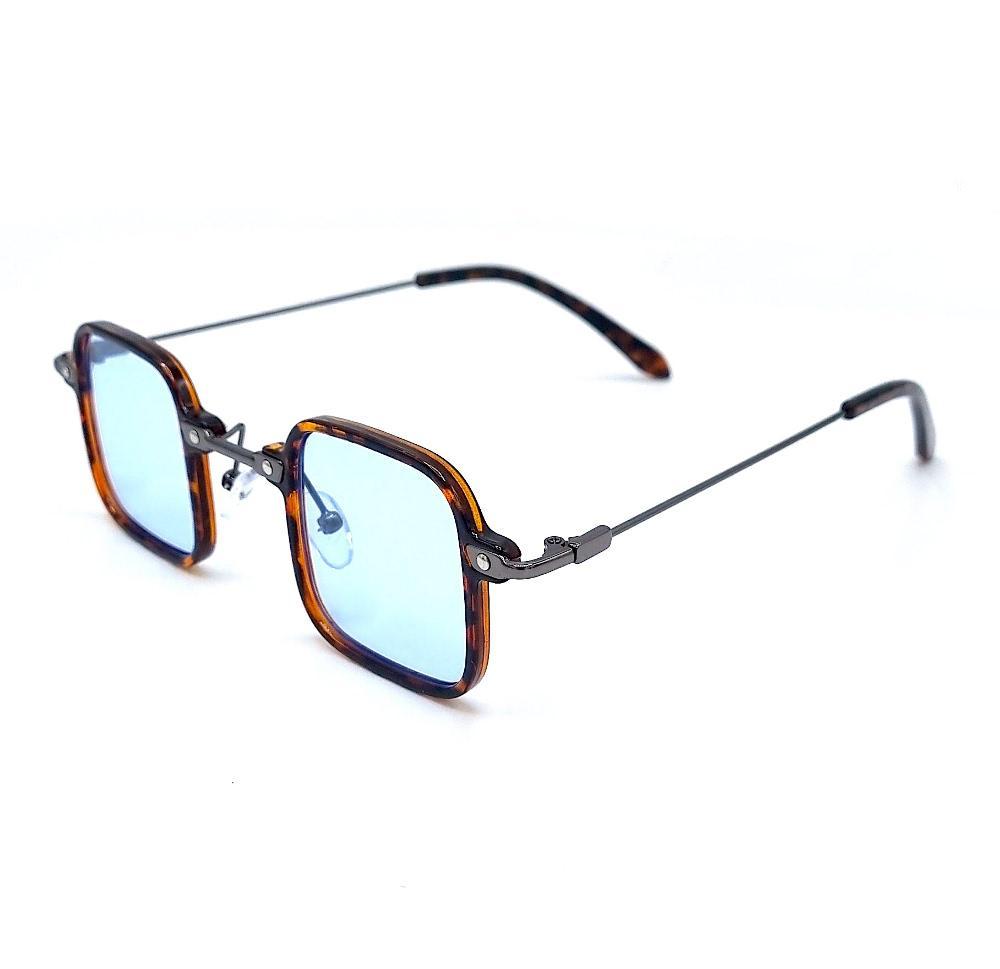 Square sunglasses Tony S - leopard / light blue/transparent
