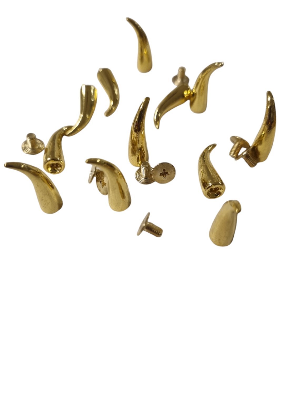 Gold colored curved rivets