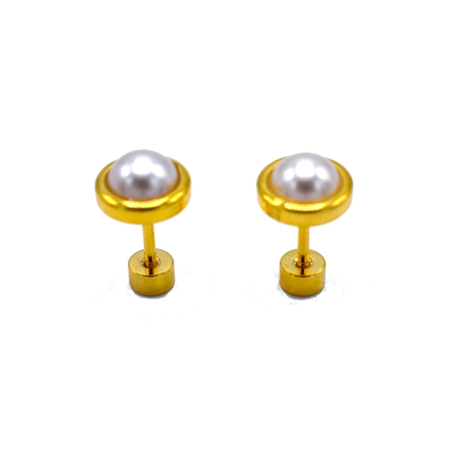 Gold colored pearl earrings