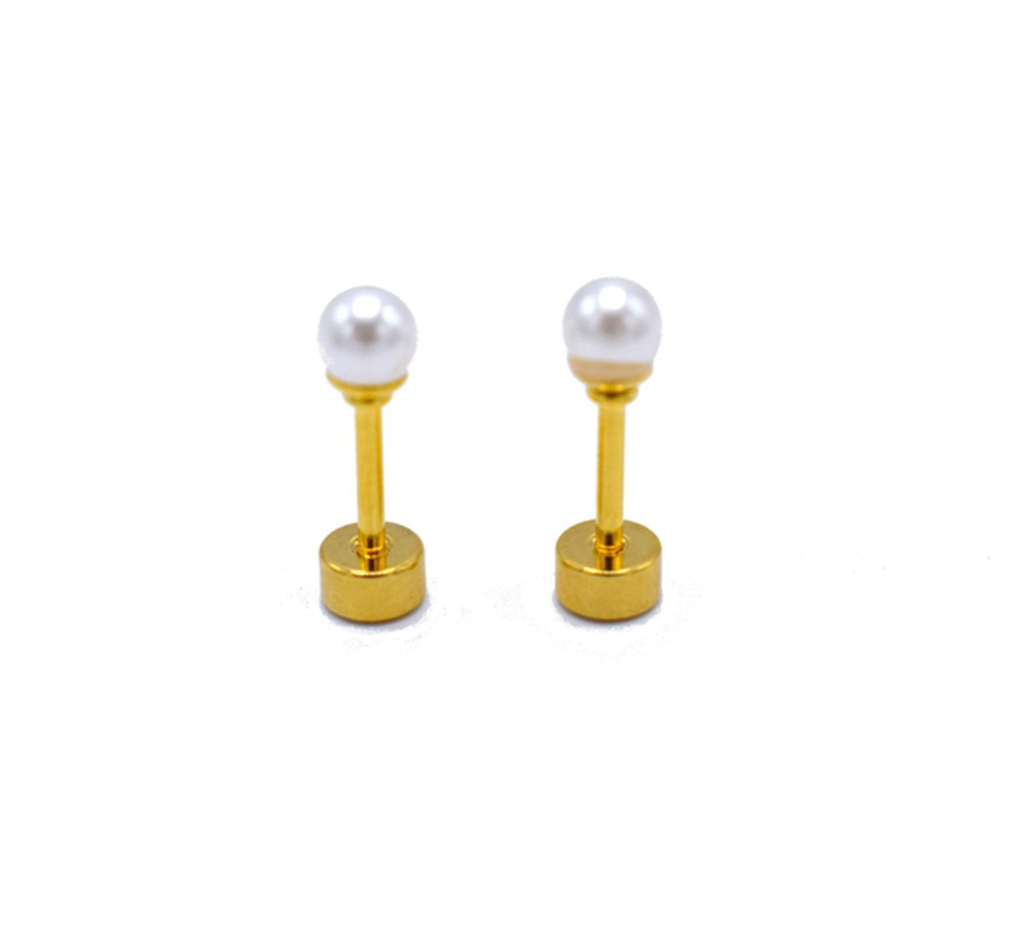 Gold colored pearl earrings