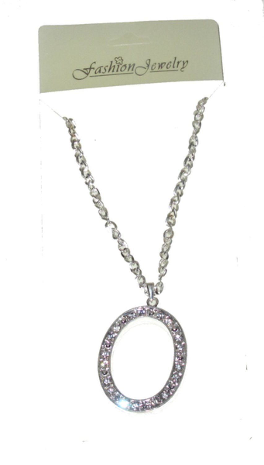 Necklace with the letter O and white stones