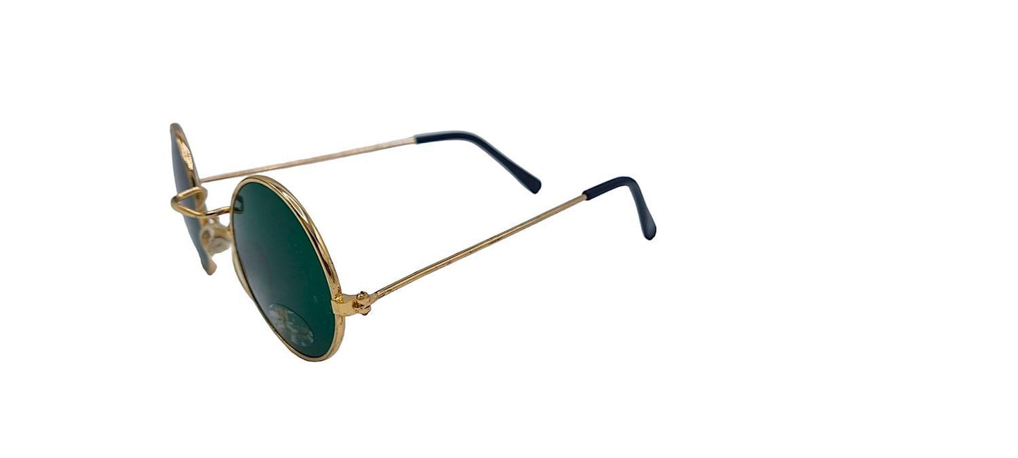 Classic round sunglasses - Green with Gold colored frames