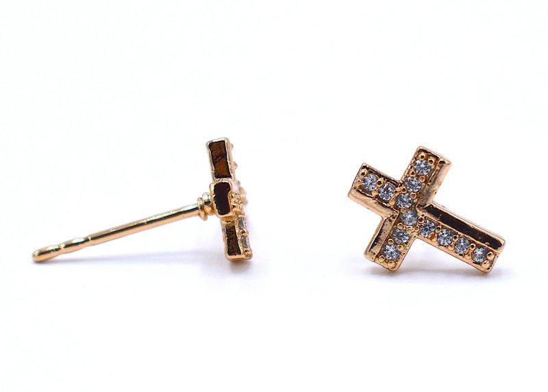 Cross earrings with white crystals