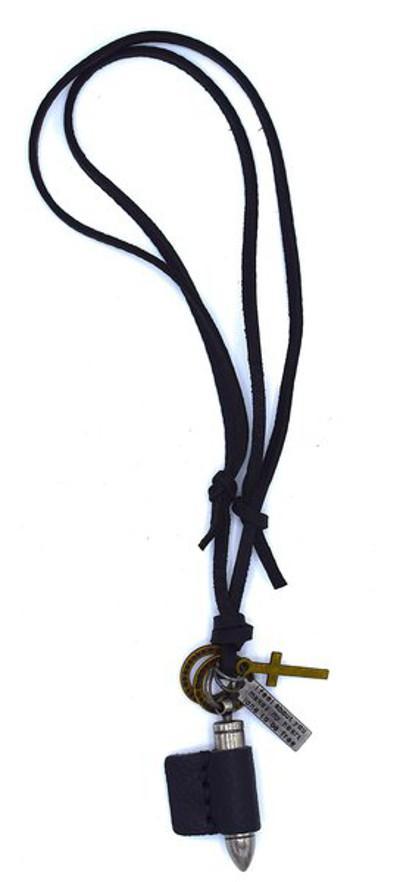 Leather necklace with ball and cross