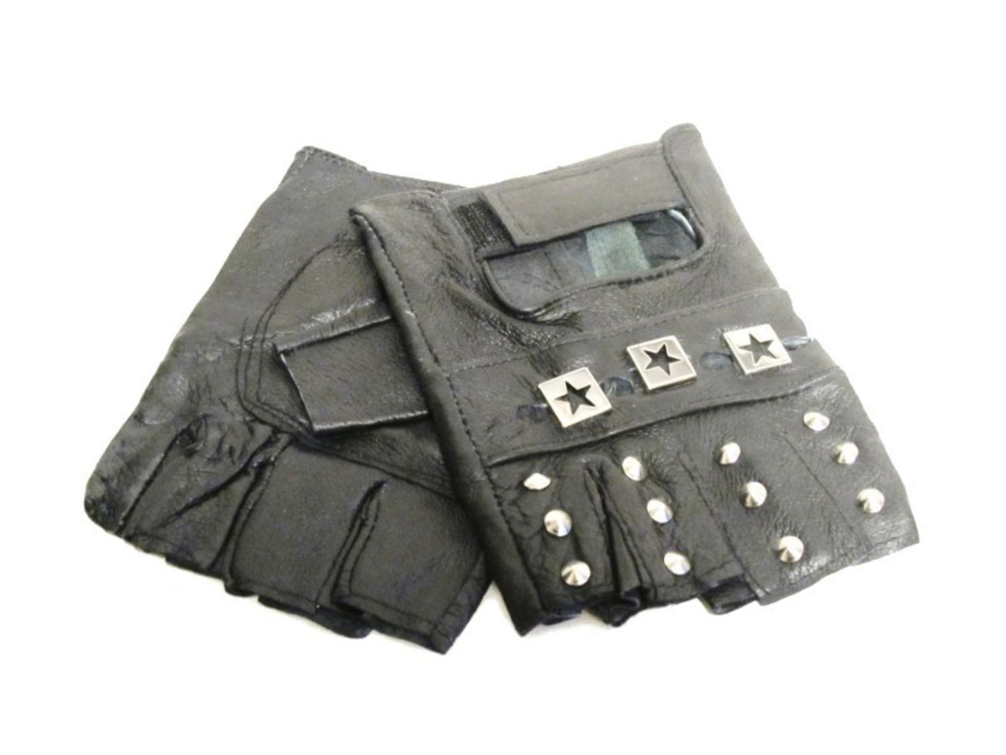 Läderhandskar - stjärnor och runda nitar