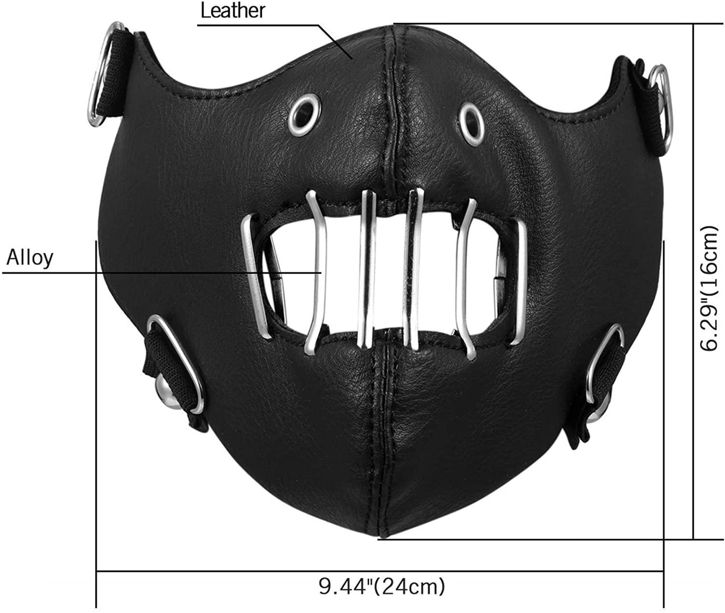 Lädermask med andningshål och metallgrill