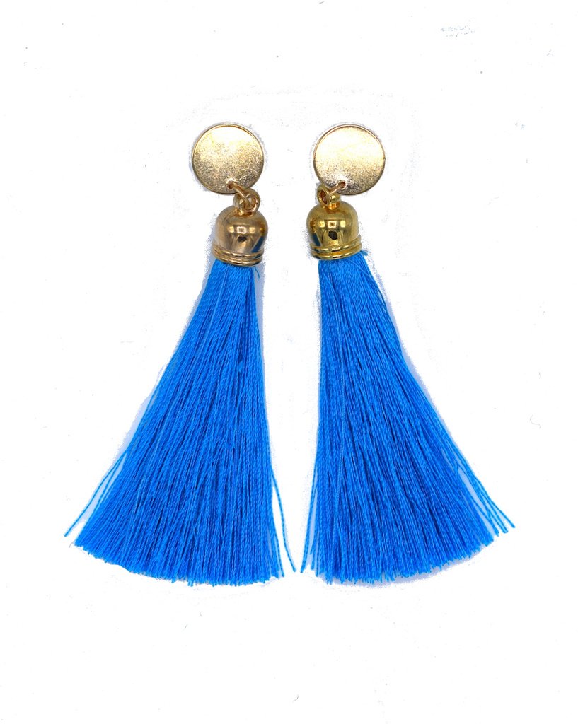 Light blue Fringe earrings gold colored metal