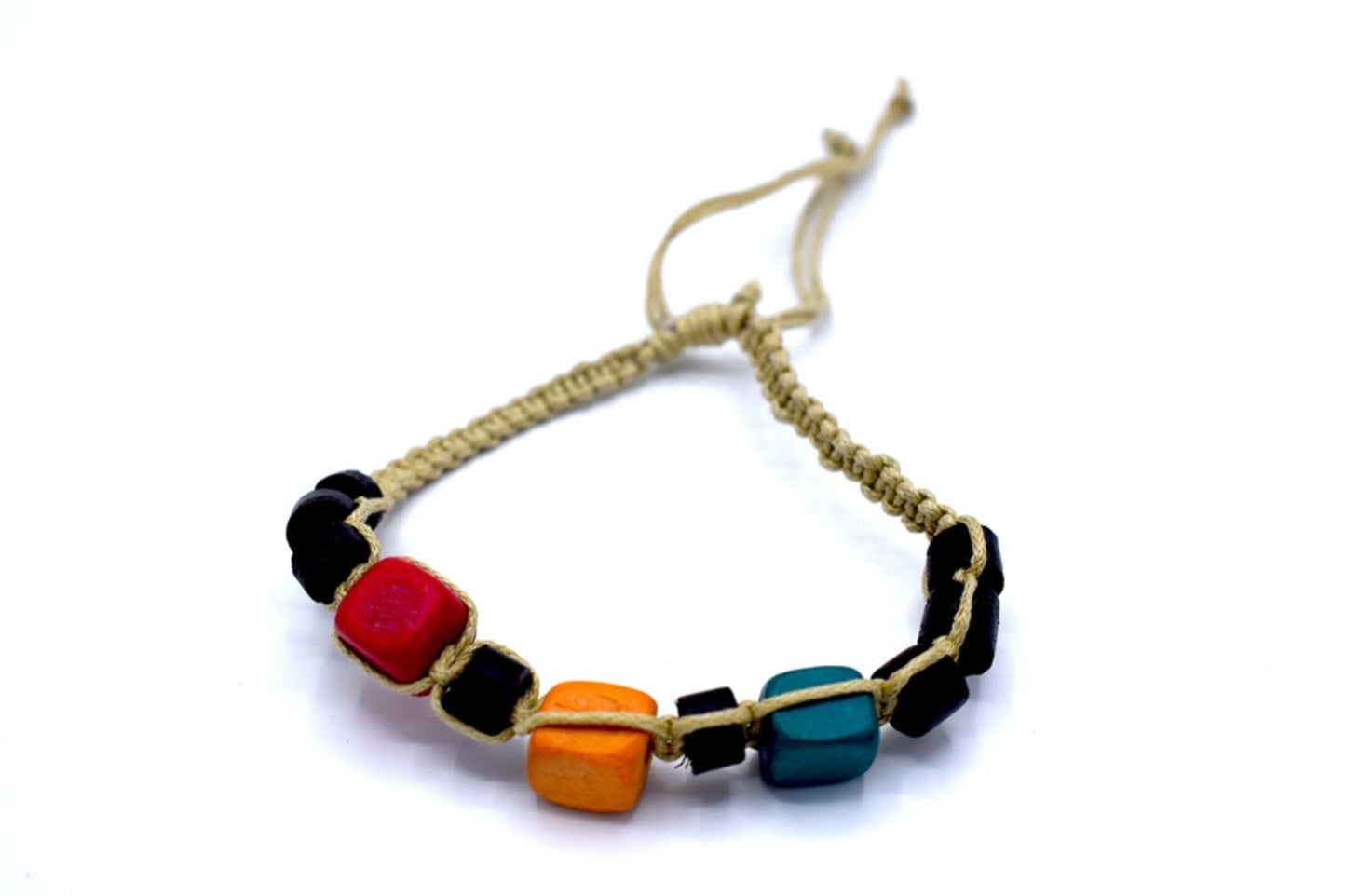 Beaded bracelet with colorful wooden beads