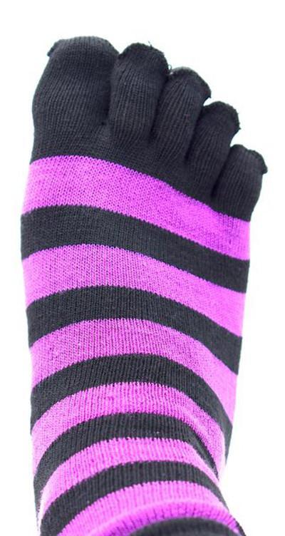 Striped toe socks Purple/black