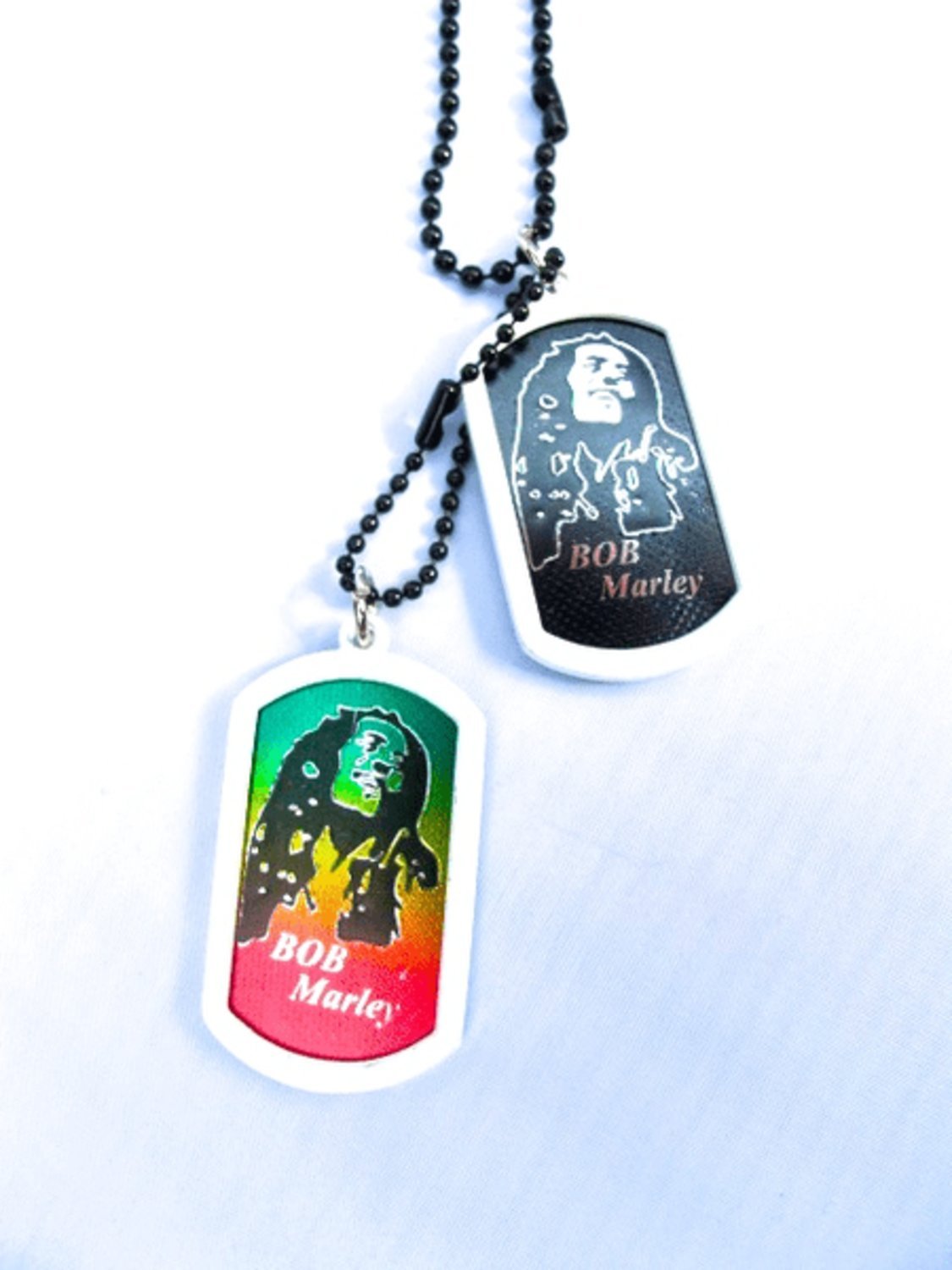 Rasta man - Dog Tag necklace white frame