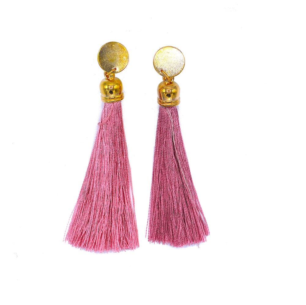 Rosa Fransörhängen guldfärgad metall