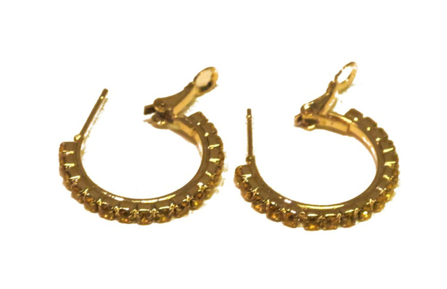Round earrings with yellow stones