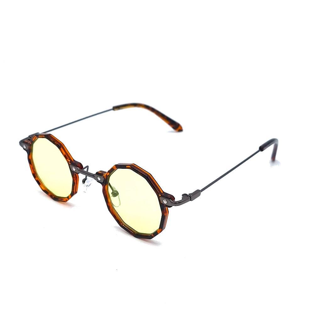 Pyöreät aurinkolasit - ruskea Leopard keltaisilla linsseillä