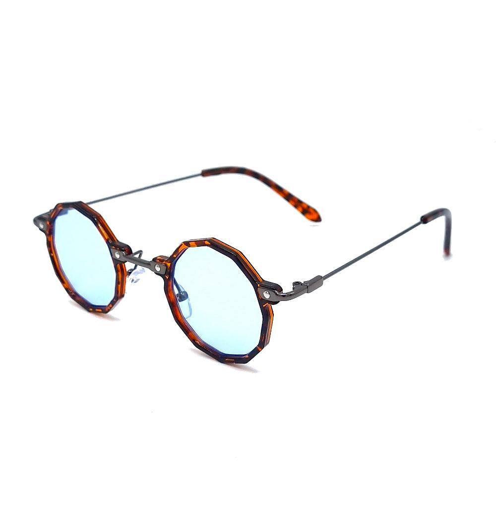 Round sunglasses - brown Leopard with light blue lenses