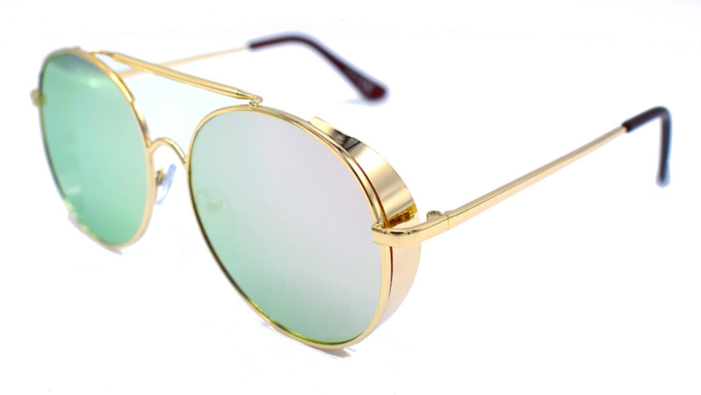 Round sunglasses with lens protection Pink/green