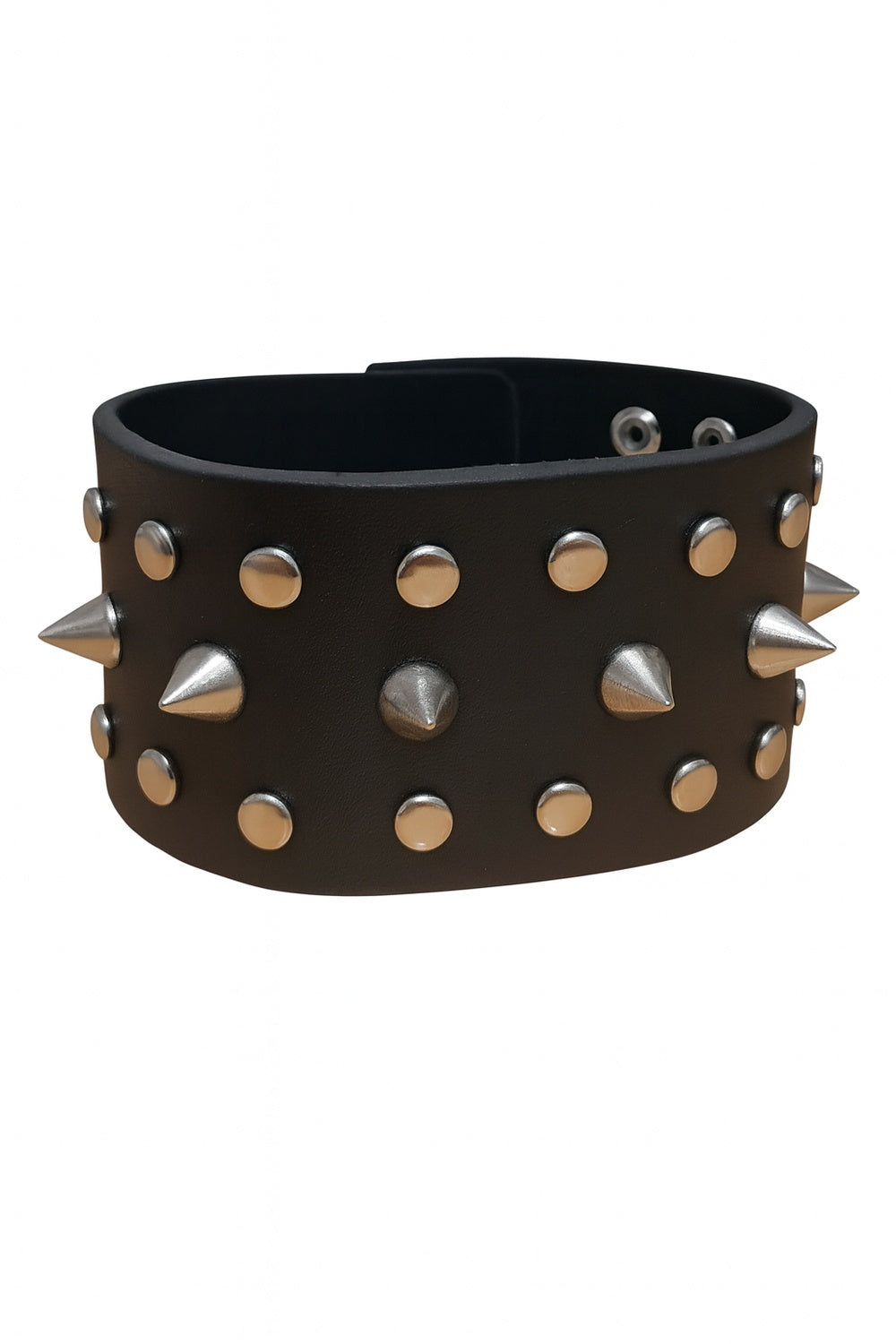 Svart Armband med Spetsiga Metallnitar – Punkstil