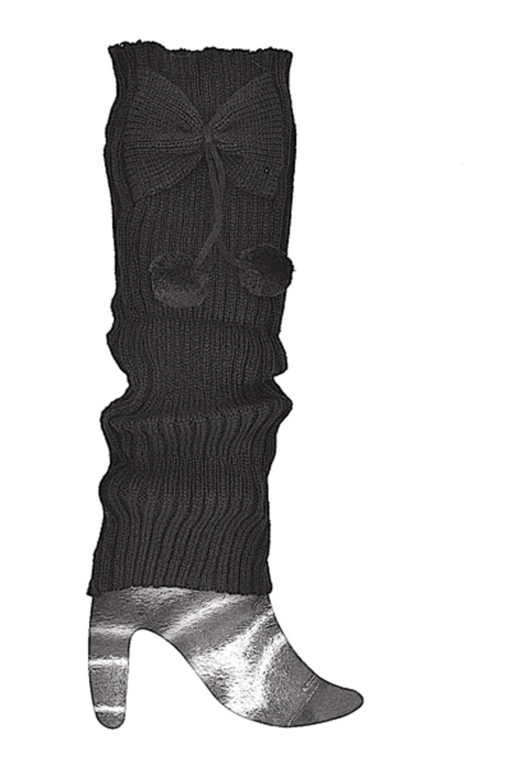 Black leg warmers with bow