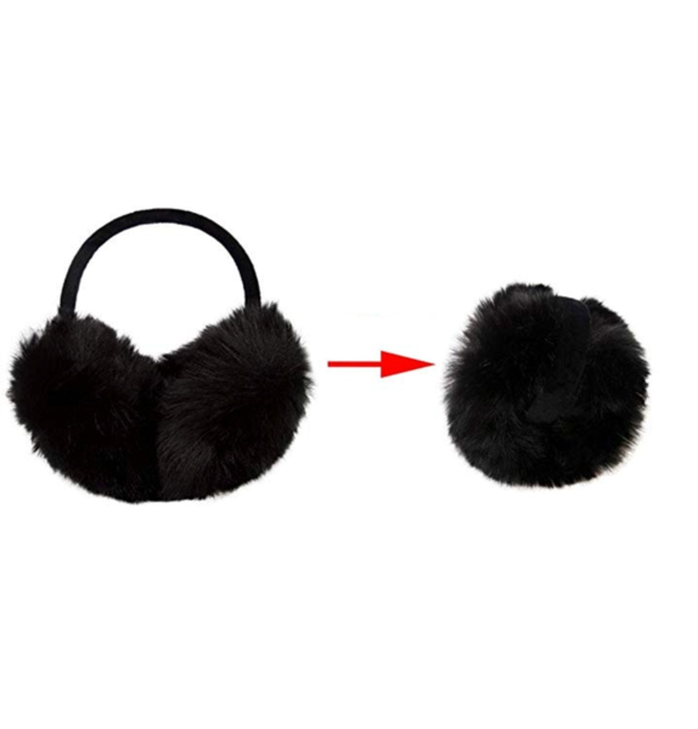 Svarta fluffiga öronmuffar – produktbild – Hiprock