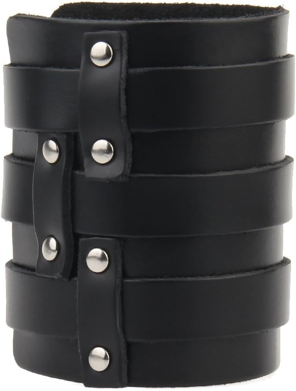 Svarta läderarmband med tre spännen – justerbar