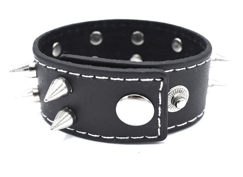 Black bracelet with pointed studs