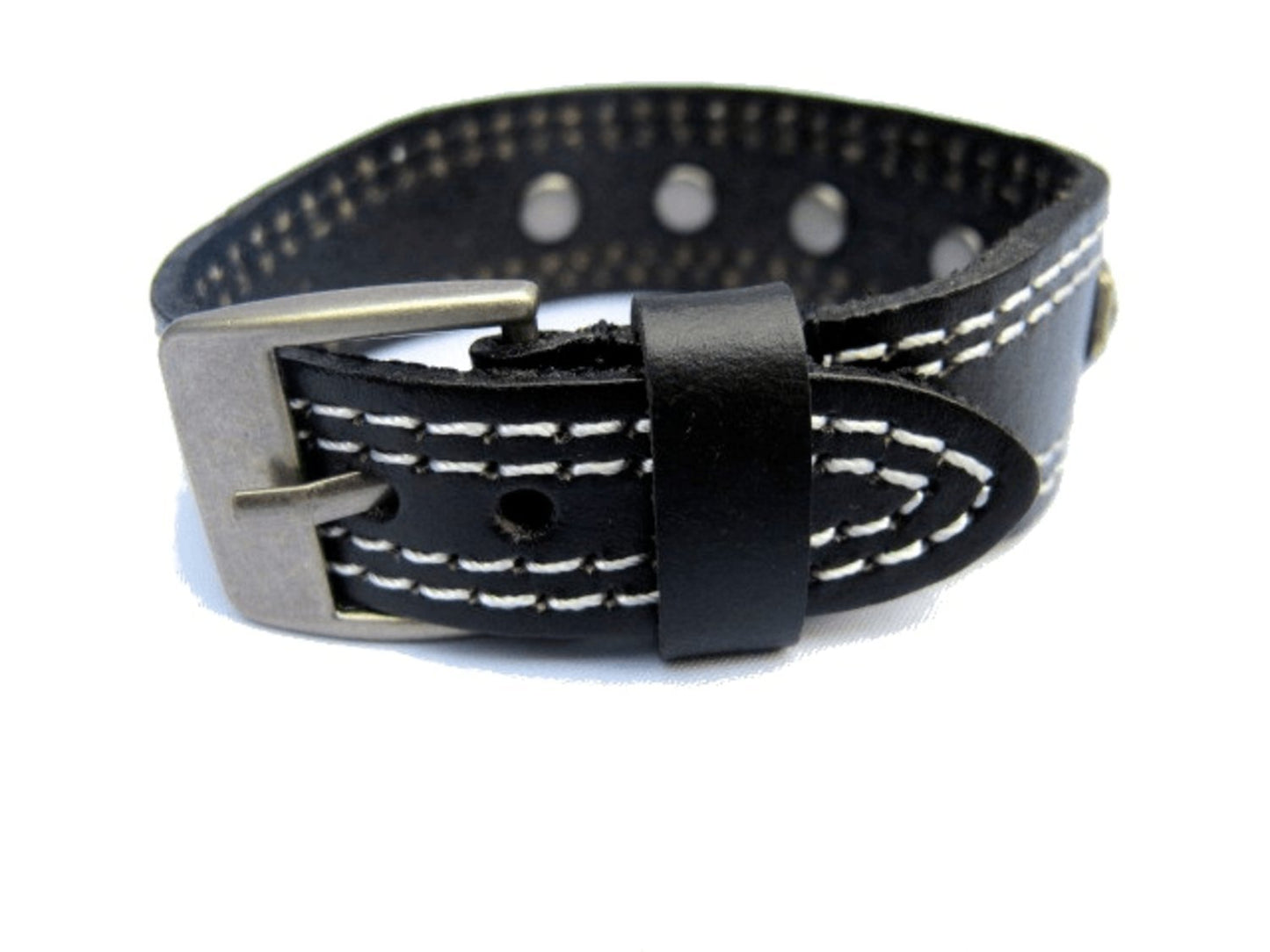 Black leather bracelet with studs