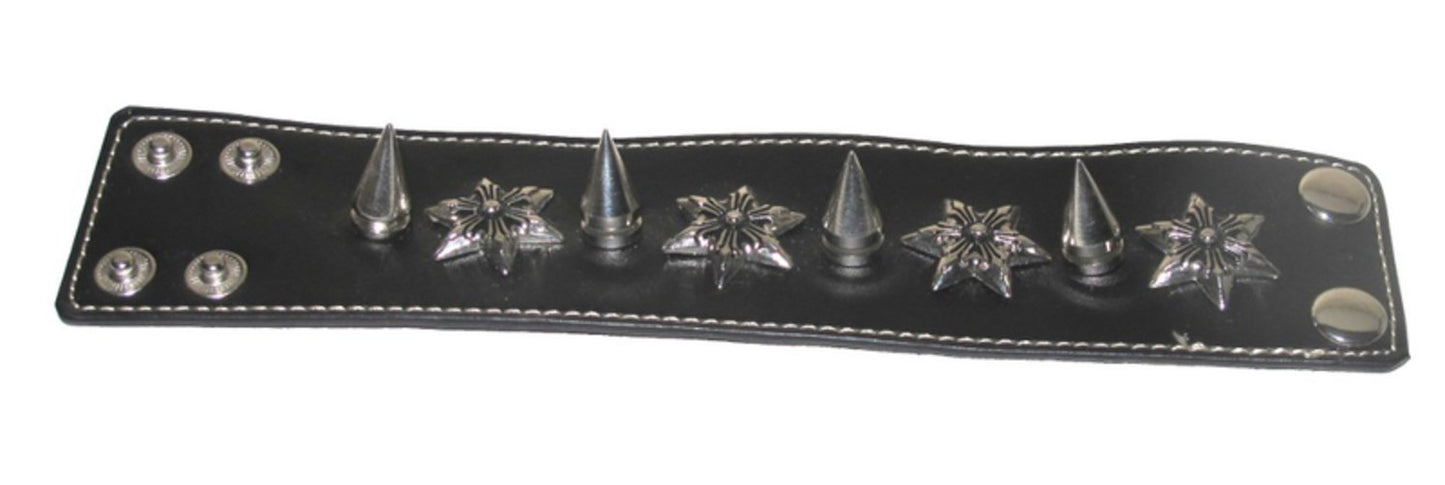 Black leather bracelet with studs