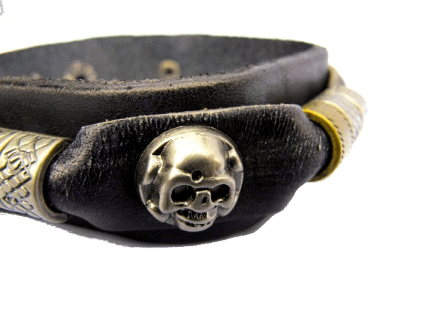 Black leather bracelet monster and rings