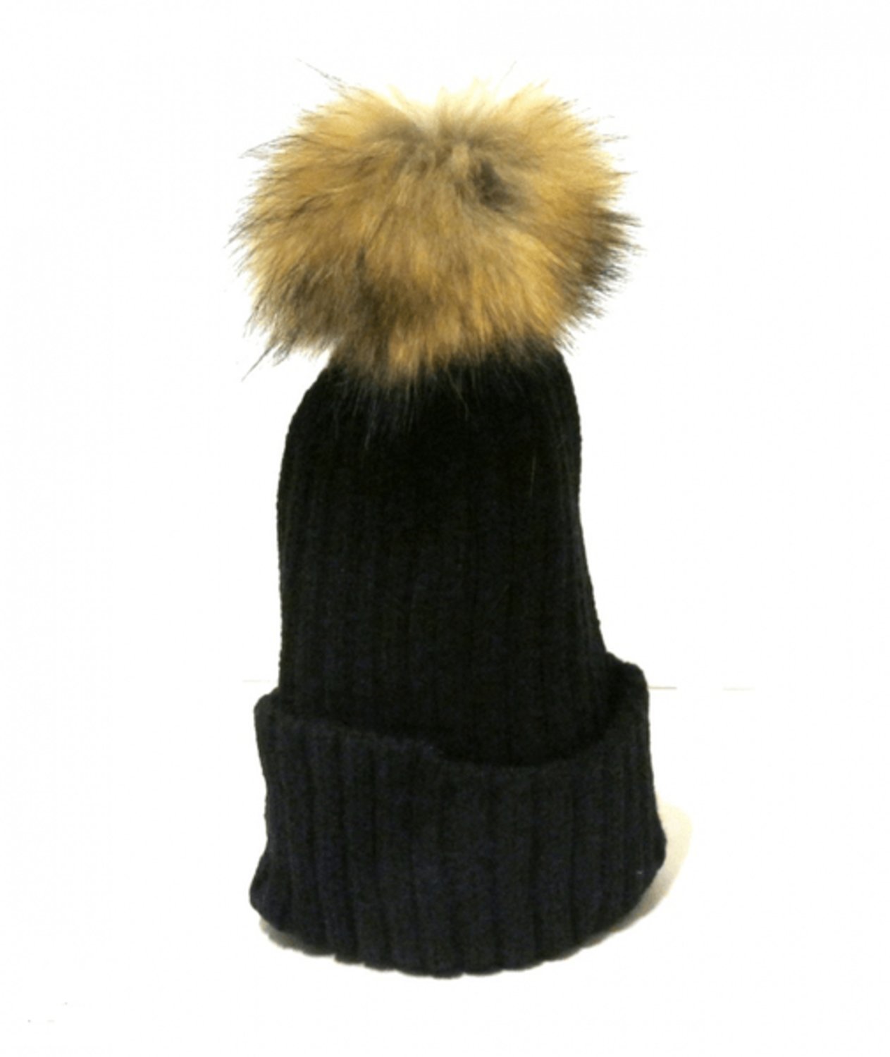 Black hat with fur ball