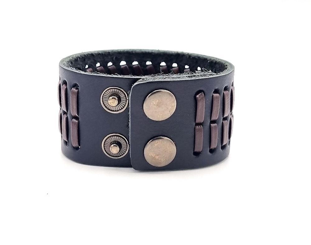 Black and brown leather bracelet