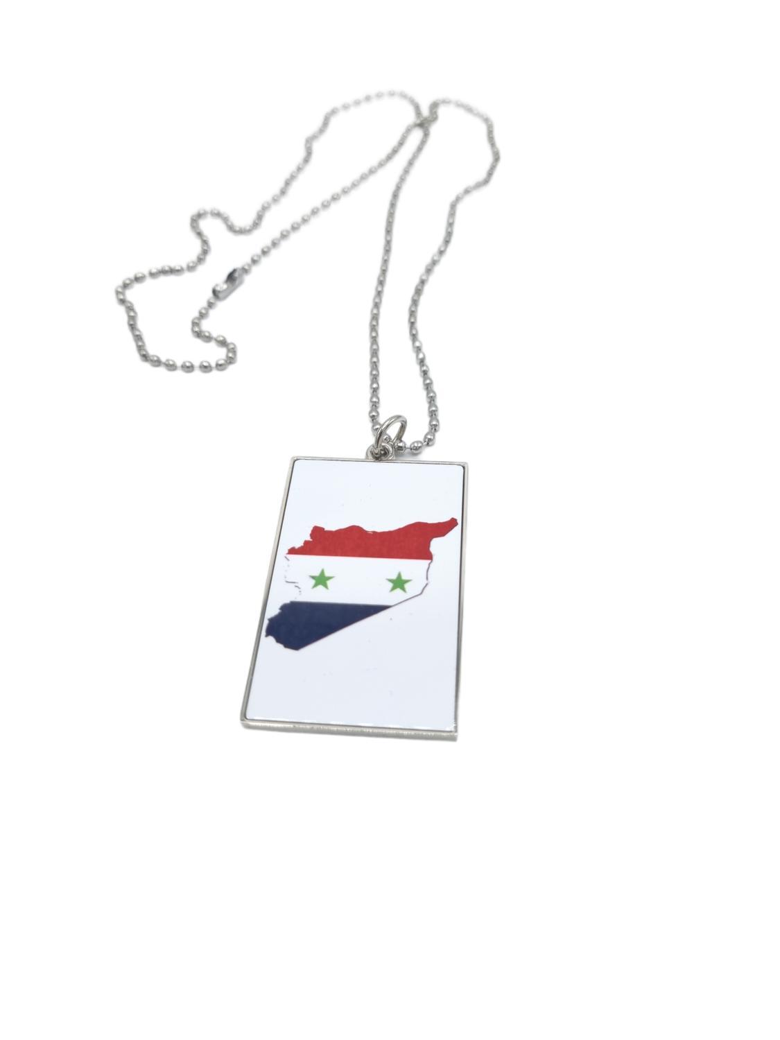 Syria map flag necklace
