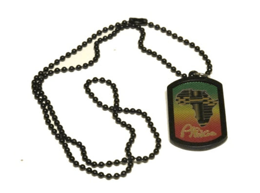 Africa Rasta Dog Tag Necklace Black Frame
