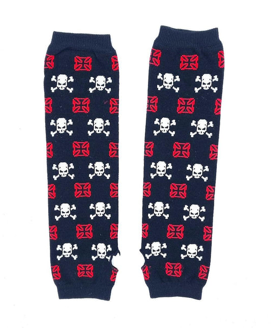 Arm Warmers - Skulls and Crosses Black, Red and White
