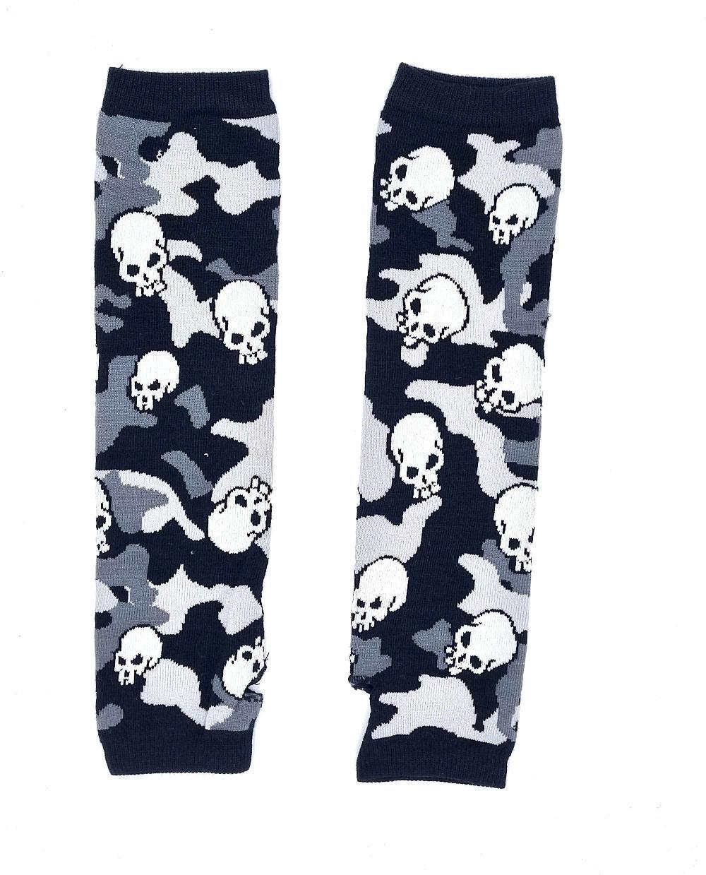 Käsivarsien lämmittimet - Skulls musta, valkoinen ja harmaa