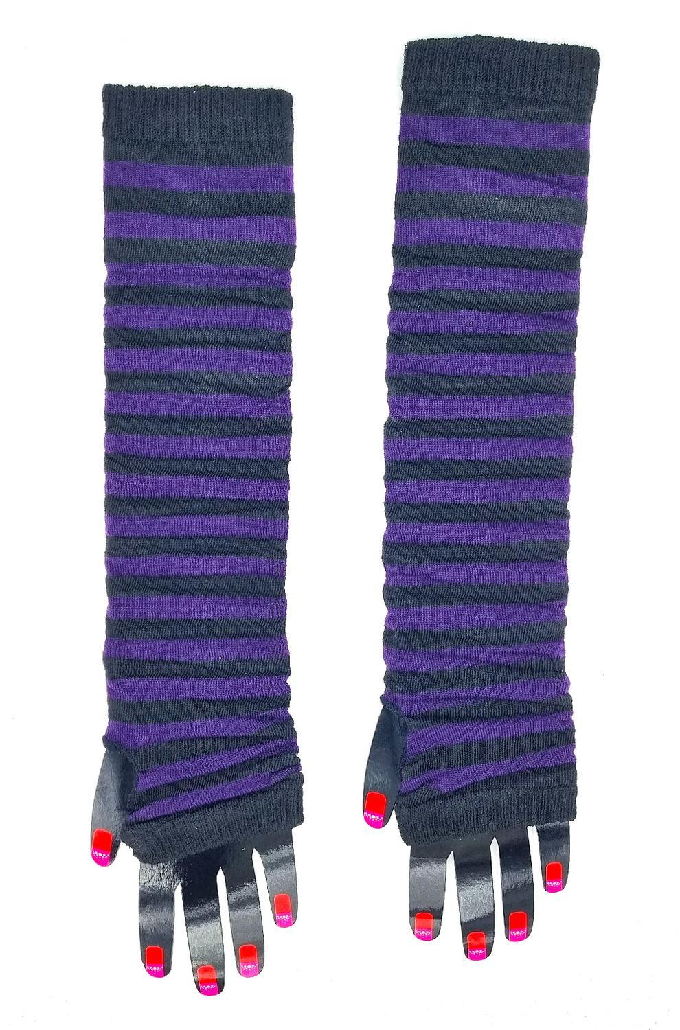 Armvärmare -Handledsvärmare - Randiga - Svarta och lila –  produktbild – Hiprock
