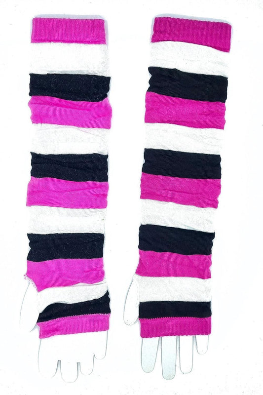 Armvärmare Handledsvärmare - Randiga rosa, svart och vit –  produktbild – Hiprock