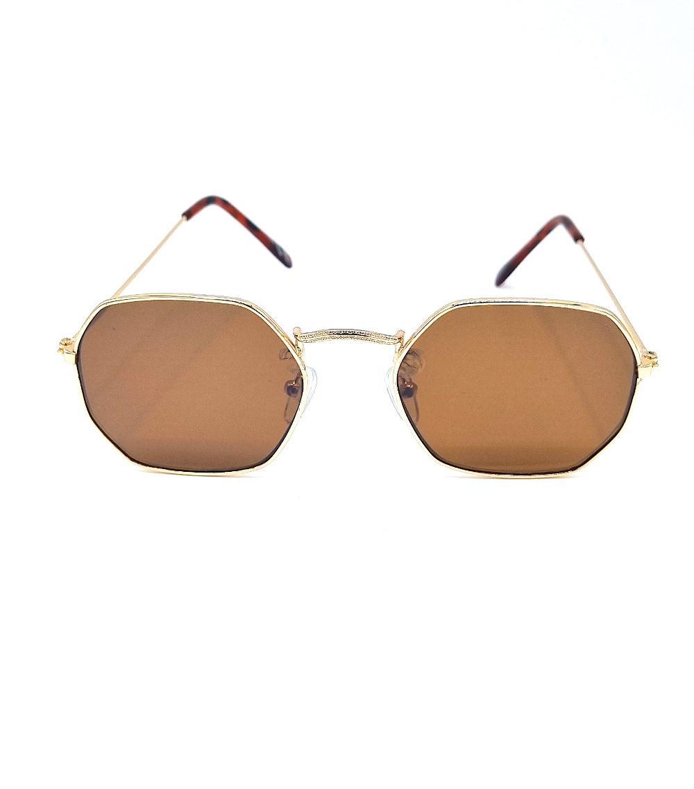 Blade guldfärgade solglasögon med bruna linser –  produktbild – Hiprock