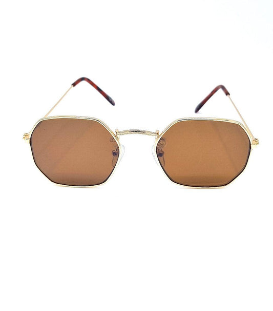 Blade guldfärgade solglasögon med bruna linser –  produktbild – Hiprock