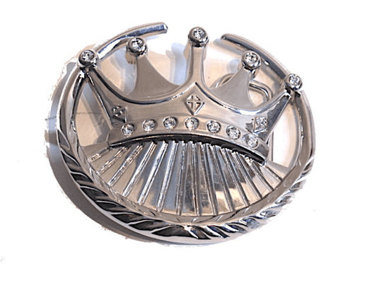 Bältesspänne - Krona med vita kristaller