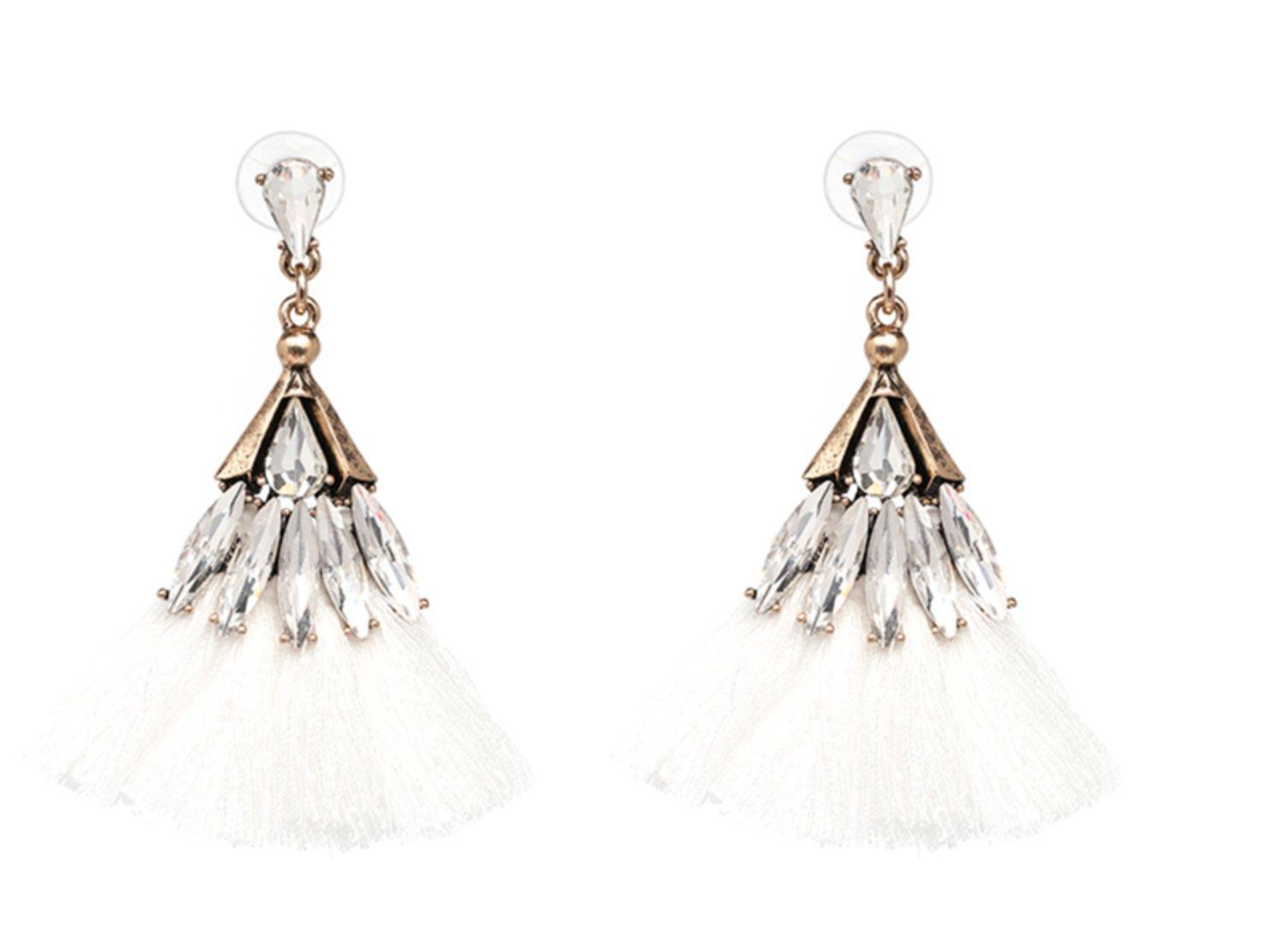 Bohemian örhängen med tofs och kristaller - olika färger –  produktbild – Hiprock