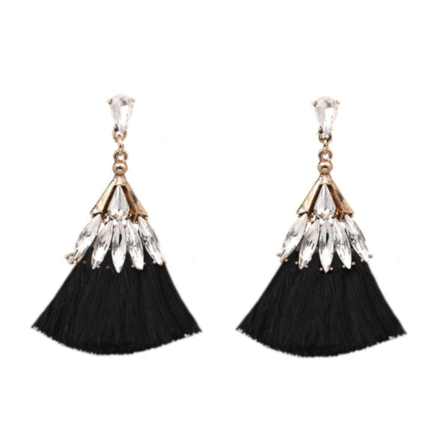 Bohemian örhängen med tofs och kristaller - olika färger –  produktbild – Hiprock