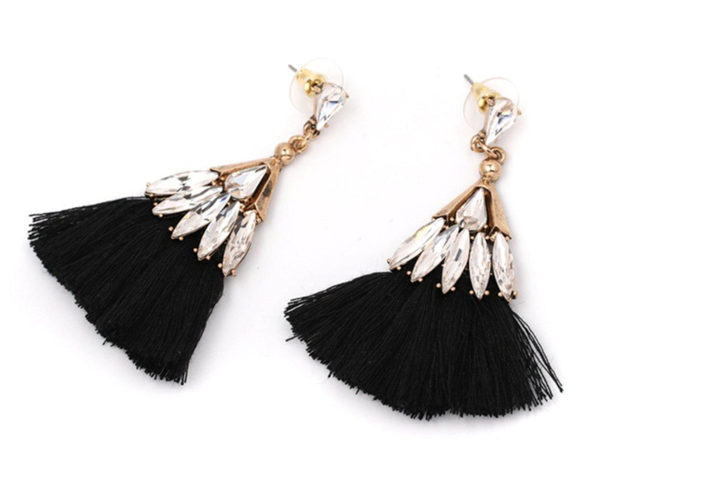 Bohemian örhängen med tofs och kristaller - olika färger –  produktbild – Hiprock