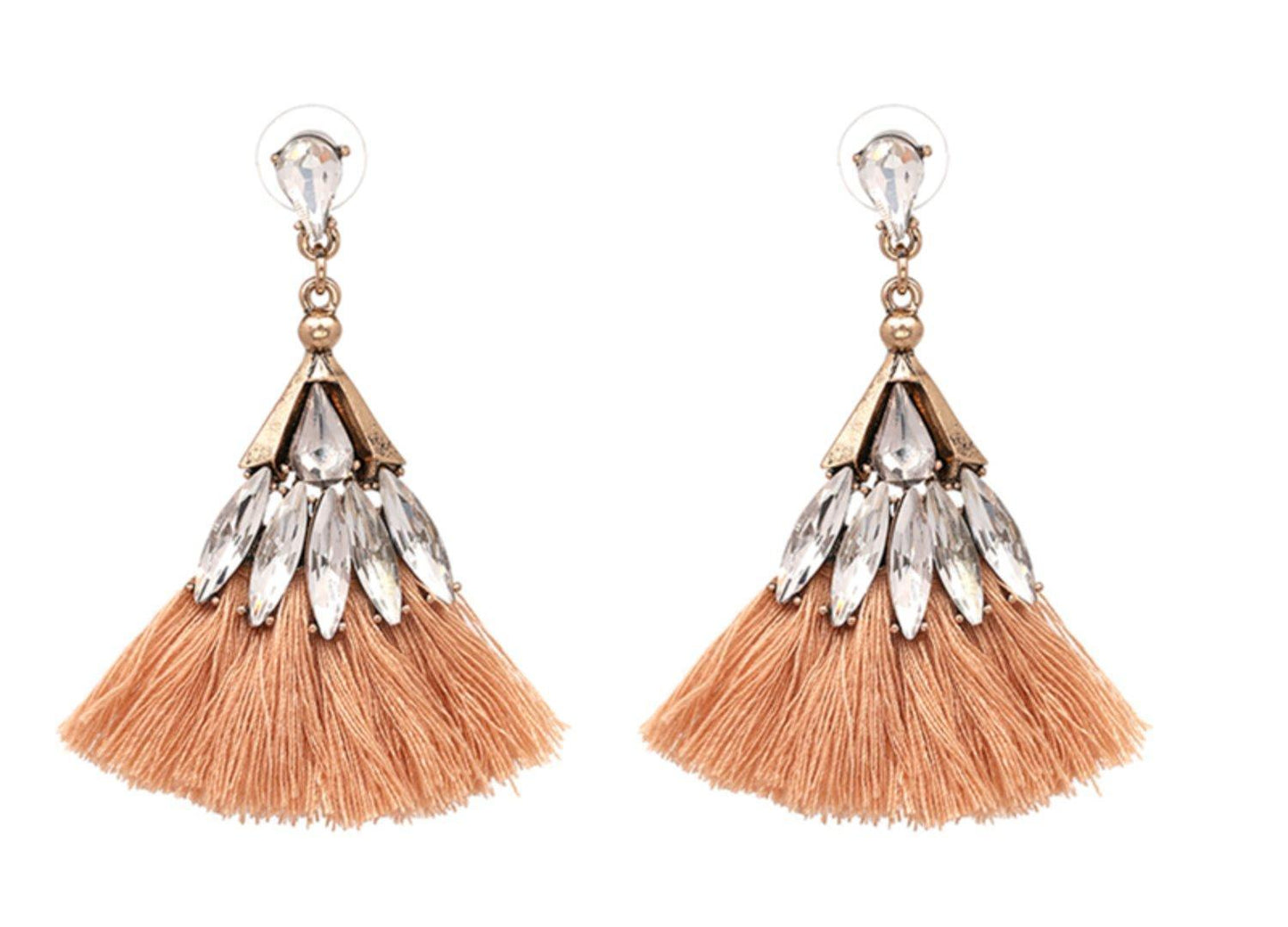 Bohemian örhängen med tofs och kristaller - olika färger –  produktbild – Hiprock