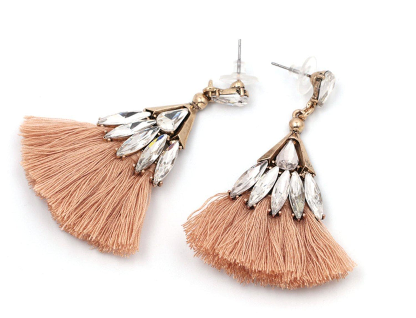 Bohemian örhängen med tofs och kristaller - olika färger –  produktbild – Hiprock