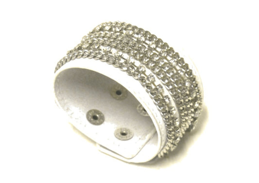 Brun Läderarmband med kedjor och strass