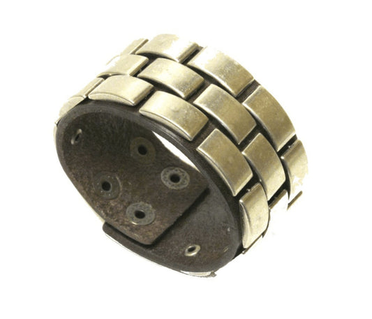 Brunt Läder armband med nitar